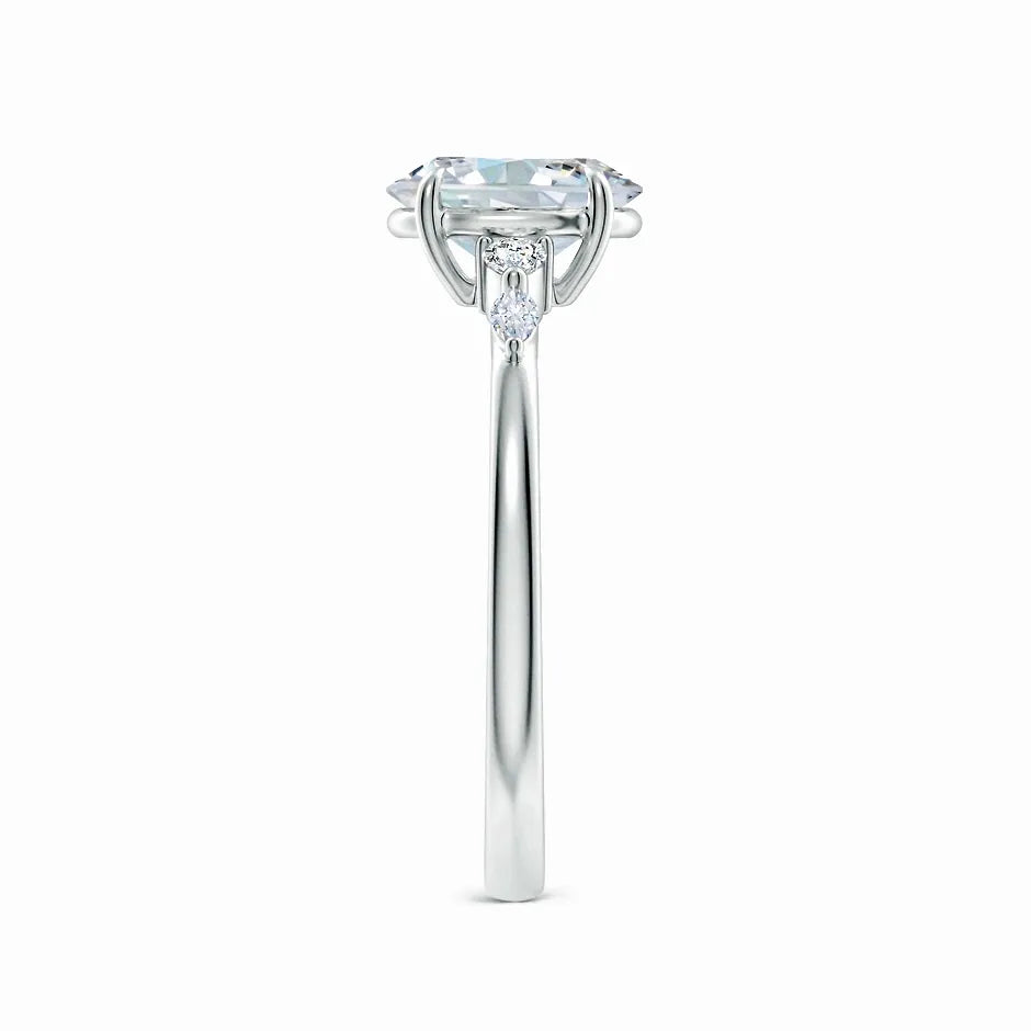 Claw-Set Oval Lab-Grown Diamond Side Stone Engagement Ring