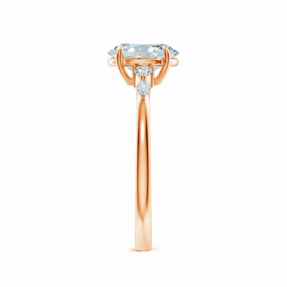 Claw-Set Oval Lab-Grown Diamond Side Stone Engagement Ring