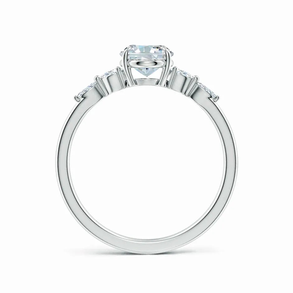 Claw-Set Oval Lab-Grown Diamond Side Stone Engagement Ring
