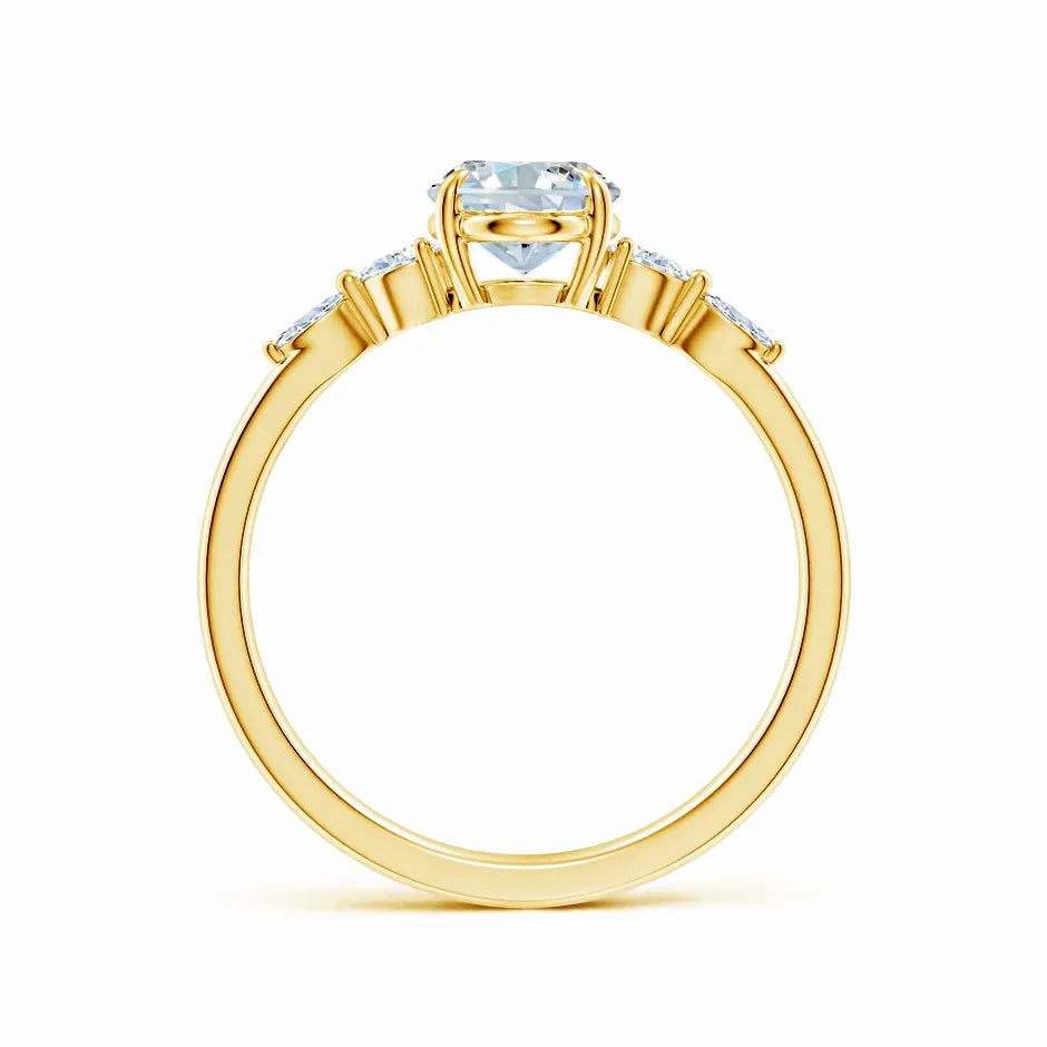 Claw-Set Oval Lab-Grown Diamond Side Stone Engagement Ring