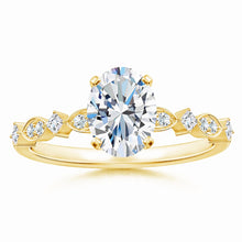 Oval Lab-Grown Diamond Engagement Ring with Marquise Motifs