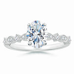 Load image into Gallery viewer, Oval Lab-Grown Diamond Engagement Ring with Marquise Motifs
