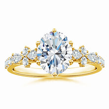 Lab-Grown Oval Diamond Side Stone Engagement Ring with Accents