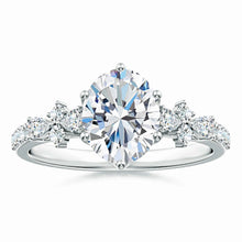 Lab-Grown Oval Diamond Side Stone Engagement Ring with Accents