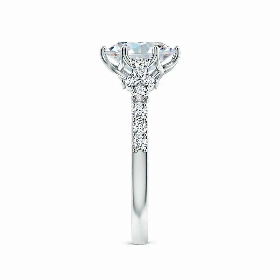 Oval Lab-Grown Diamond Engagement Ring with Marquise Motifs