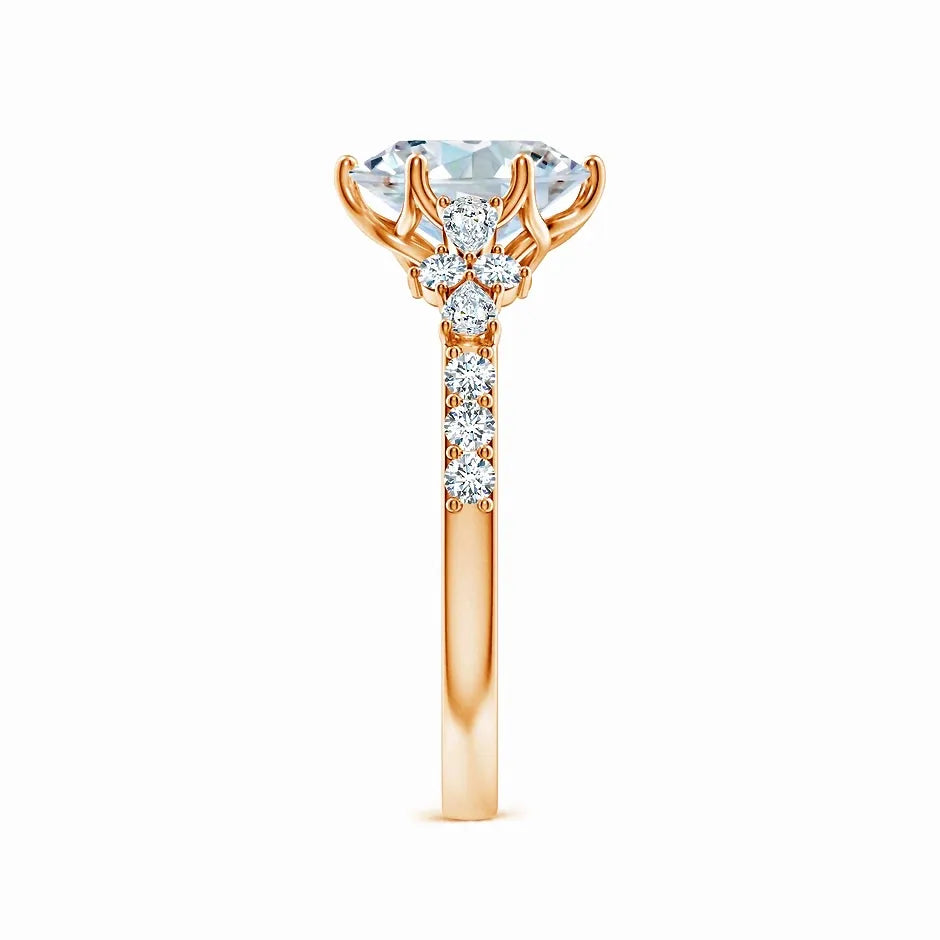 Oval Lab-Grown Diamond Engagement Ring with Marquise Motifs