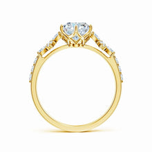Lab-Grown Oval Diamond Side Stone Engagement Ring with Accents
