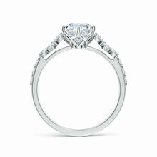 Lab-Grown Oval Diamond Side Stone Engagement Ring with Accents