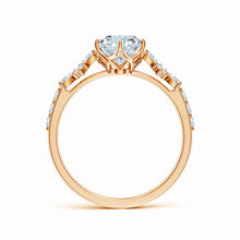 Lab-Grown Oval Diamond Side Stone Engagement Ring with Accents