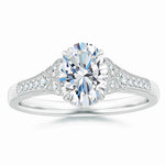 Load image into Gallery viewer, Lab-Grown Aeon Vintage Inspired Oval Diamond Solitaire Engagement Ring with Milgrain
