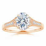 Load image into Gallery viewer, Lab-Grown Aeon Vintage Inspired Oval Diamond Solitaire Engagement Ring with Milgrain
