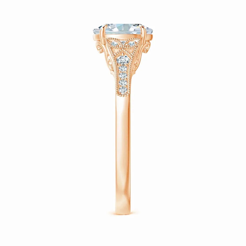 Lab-Grown Aeon Vintage Inspired Oval Diamond Solitaire Engagement Ring with Milgrain