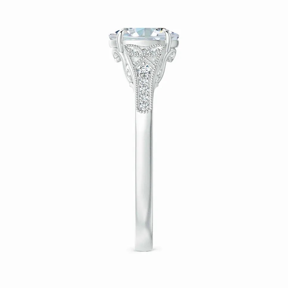 Lab-Grown Aeon Vintage Inspired Oval Diamond Solitaire Engagement Ring with Milgrain