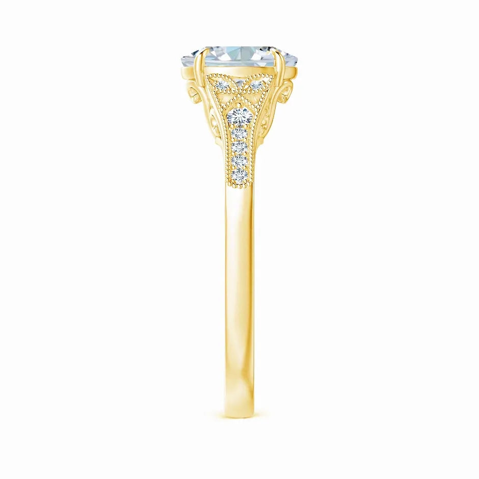 Lab-Grown Aeon Vintage Inspired Oval Diamond Solitaire Engagement Ring with Milgrain