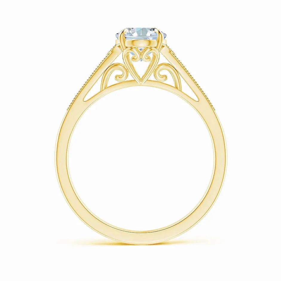 Lab-Grown Aeon Vintage Inspired Oval Diamond Solitaire Engagement Ring with Milgrain