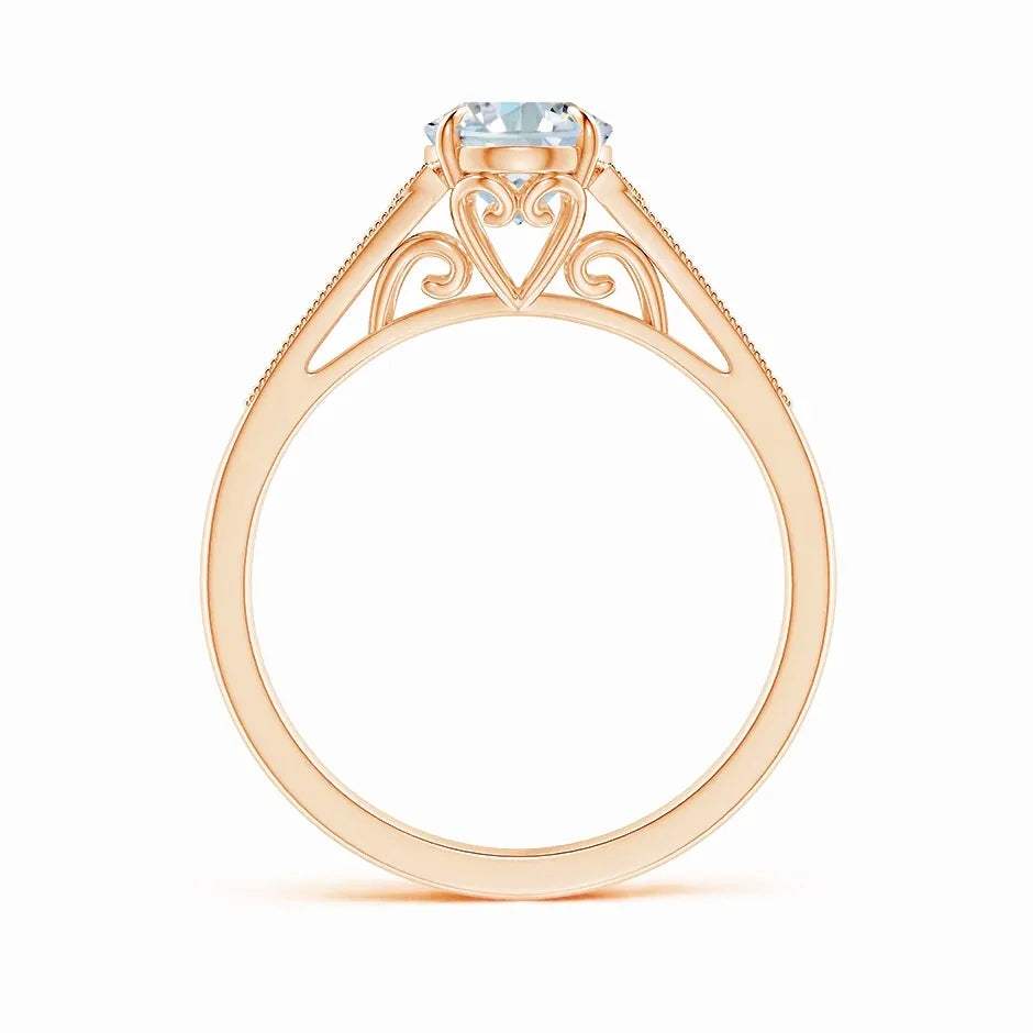 Lab-Grown Aeon Vintage Inspired Oval Diamond Solitaire Engagement Ring with Milgrain