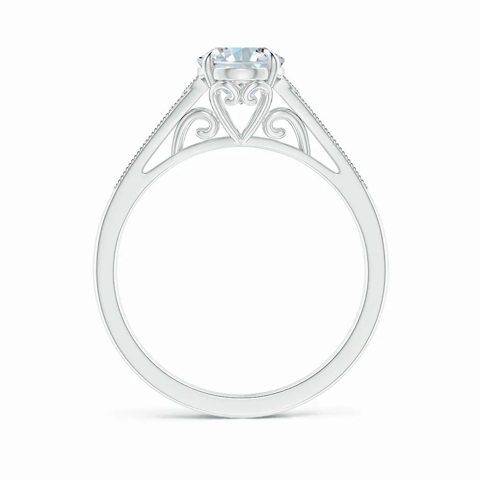 Lab-Grown Aeon Vintage Inspired Oval Diamond Solitaire Engagement Ring with Milgrain