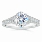 Load image into Gallery viewer, Lab-Grown Vintage Inspired Oval Diamond Split Shank Engagement Ring

