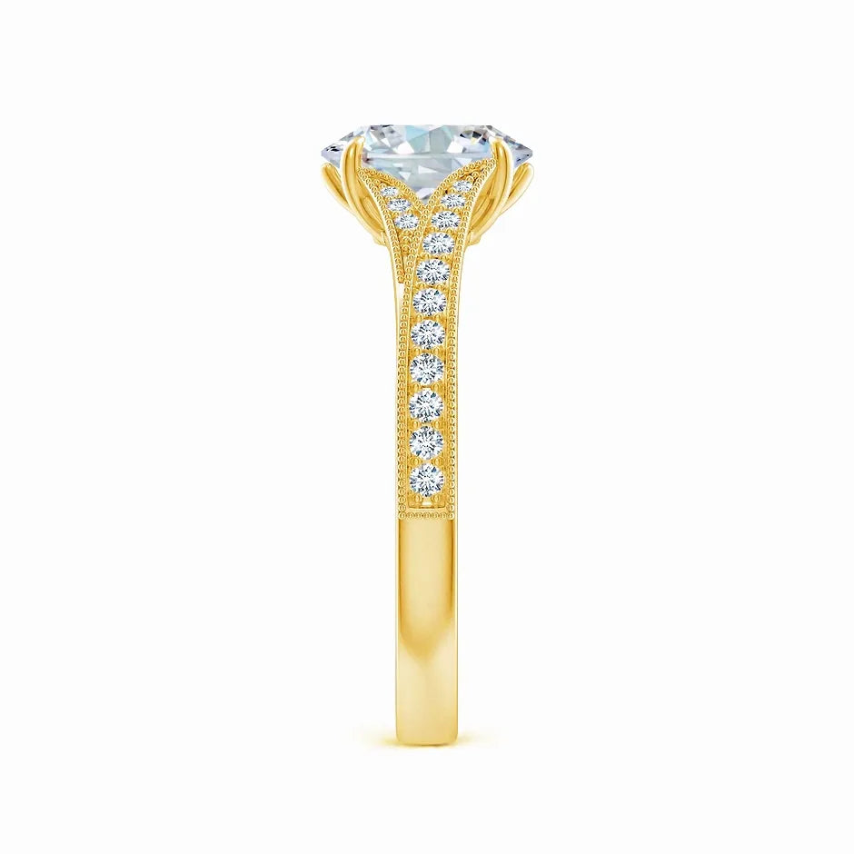 Lab-Grown Vintage Inspired Oval Diamond Split Shank Engagement Ring