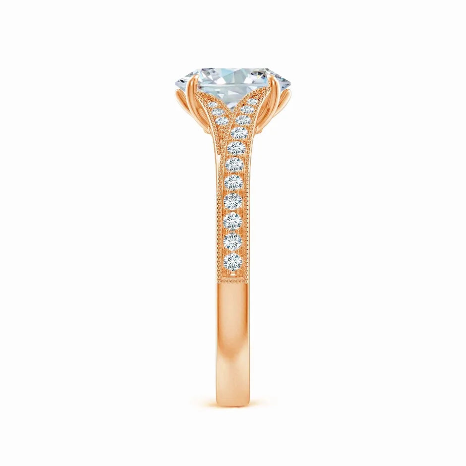 Lab-Grown Vintage Inspired Oval Diamond Split Shank Engagement Ring