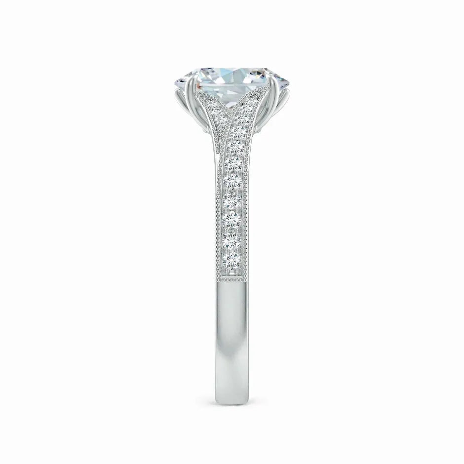 Lab-Grown Vintage Inspired Oval Diamond Split Shank Engagement Ring