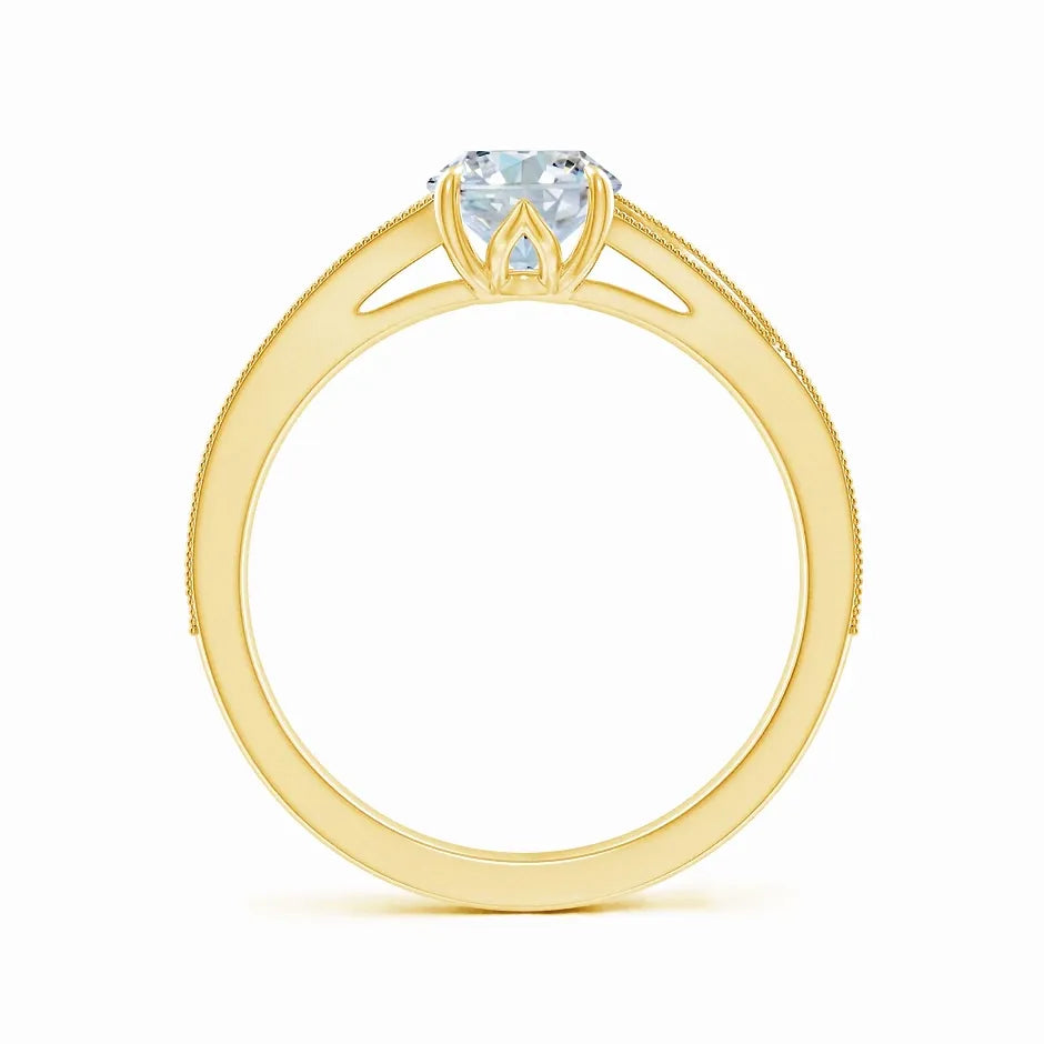 Lab-Grown Vintage Inspired Oval Diamond Split Shank Engagement Ring