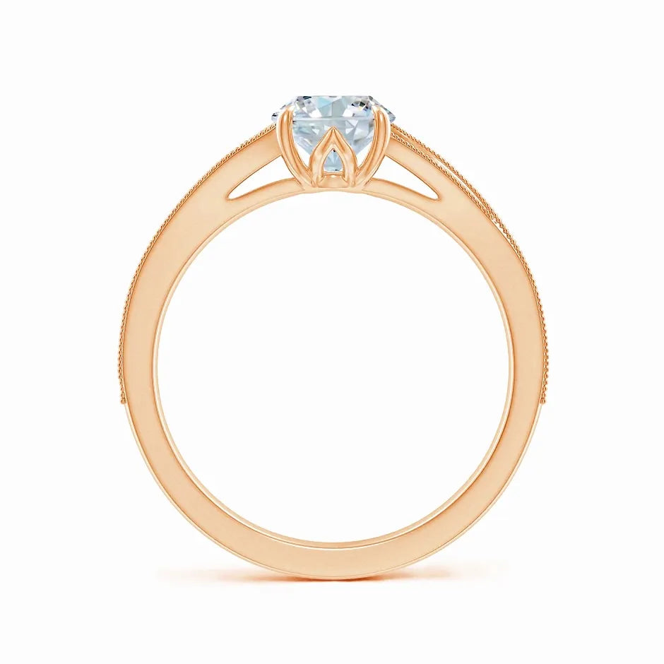 Lab-Grown Vintage Inspired Oval Diamond Split Shank Engagement Ring