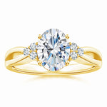 Load image into Gallery viewer, Lab-Grown Solitaire Oval Diamond Split Shank Ring with Accents
