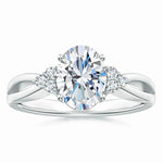 Load image into Gallery viewer, Lab-Grown Solitaire Oval Diamond Split Shank Ring with Accents
