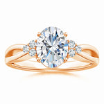 Load image into Gallery viewer, Lab-Grown Solitaire Oval Diamond Split Shank Ring with Accents
