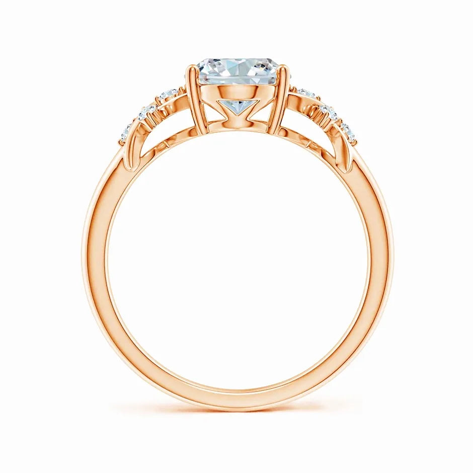 Lab-Grown Solitaire Oval Diamond Criss Cross Ring with Diamonds