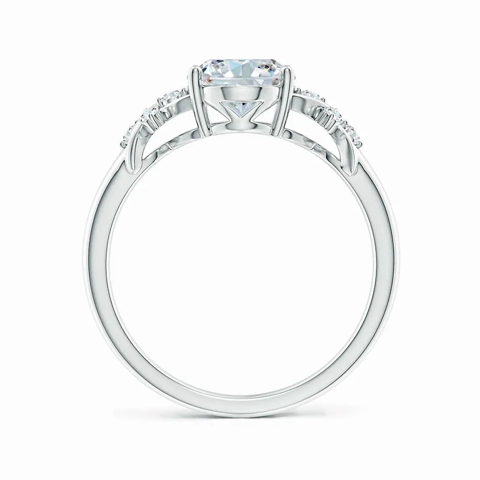 Lab-Grown Solitaire Oval Diamond Criss Cross Ring with Diamonds