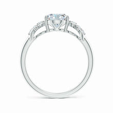 Lab-Grown Solitaire Oval Diamond Criss Cross Ring with Diamonds