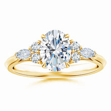 Lab-Grown Oval Diamond Side Stone Engagement Ring with Diamonds