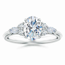 Lab-Grown Oval Diamond Side Stone Engagement Ring with Diamonds