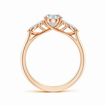 Lab-Grown Oval Diamond Side Stone Engagement Ring with Diamonds