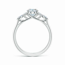 Lab-Grown Oval Diamond Side Stone Engagement Ring with Diamonds