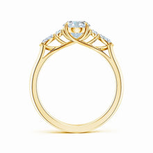 Lab-Grown Oval Diamond Side Stone Engagement Ring with Diamonds