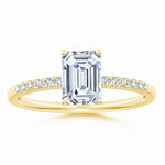 Load image into Gallery viewer, Lab-Grown Emerald-Cut Diamond Engagement Ring with Lab Diamond Accents
