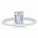 Load image into Gallery viewer, Lab-Grown Emerald-Cut Diamond Engagement Ring with Lab Diamond Accents
