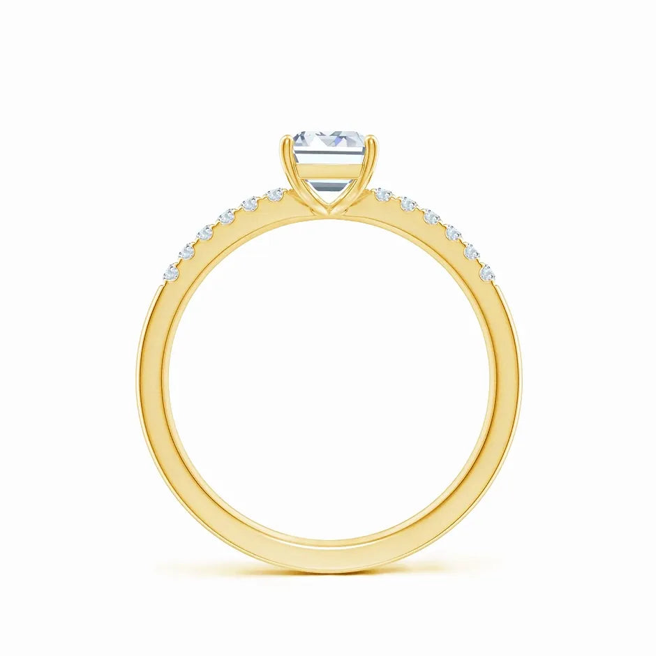 Lab-Grown Emerald-Cut Diamond Engagement Ring with Lab Diamond Accents