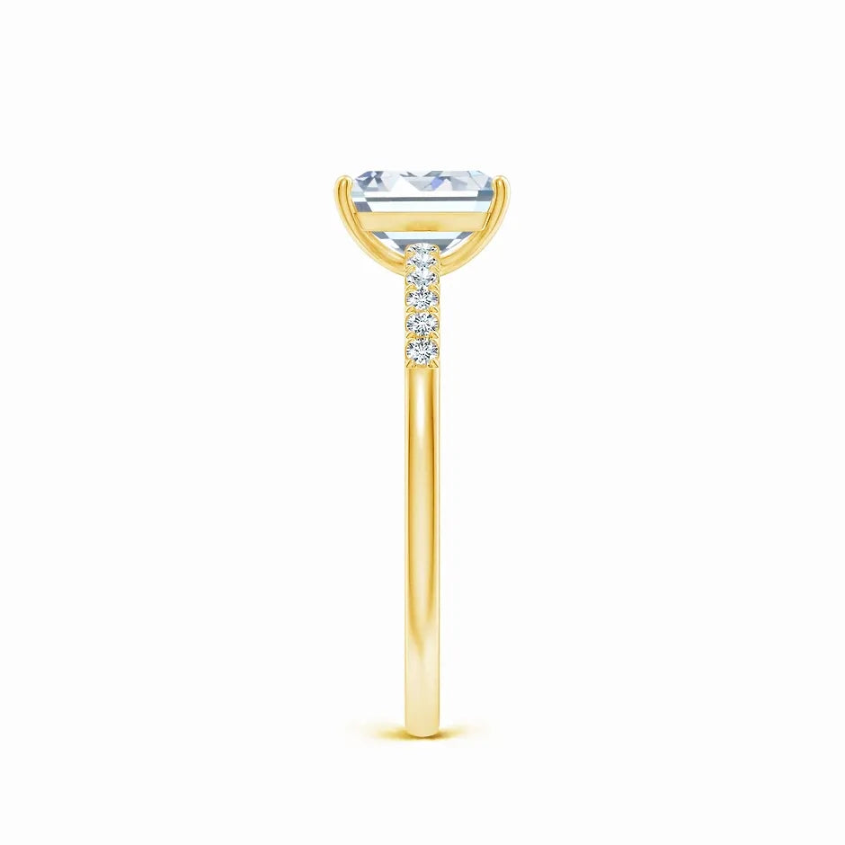 Lab-Grown Emerald-Cut Diamond Engagement Ring with Lab Diamond Accents