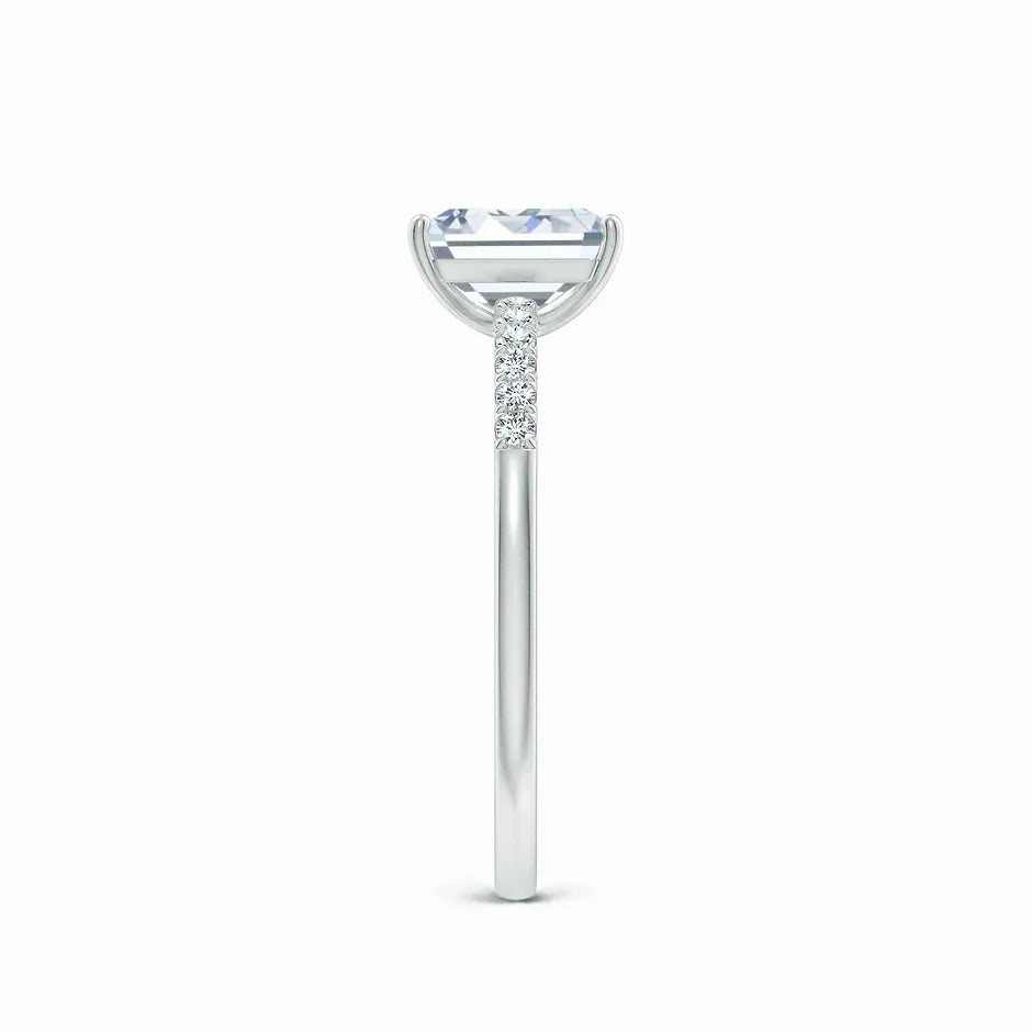 Lab-Grown Emerald-Cut Diamond Engagement Ring with Lab Diamond Accents