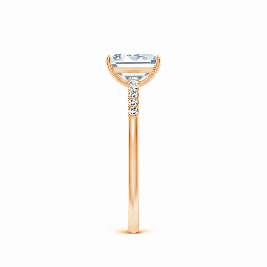 Lab-Grown Emerald-Cut Diamond Engagement Ring with Lab Diamond Accents