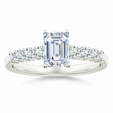 Lab-Grown Solitaire Emerald-Cut Diamond Graduated Engagement Ring