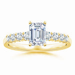 Load image into Gallery viewer, Lab-Grown Solitaire Emerald-Cut Diamond Graduated Engagement Ring
