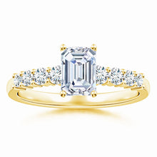 Lab-Grown Solitaire Emerald-Cut Diamond Graduated Engagement Ring