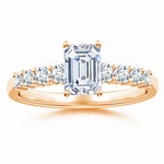Load image into Gallery viewer, Lab-Grown Solitaire Emerald-Cut Diamond Graduated Engagement Ring

