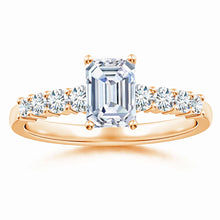 Lab-Grown Solitaire Emerald-Cut Diamond Graduated Engagement Ring