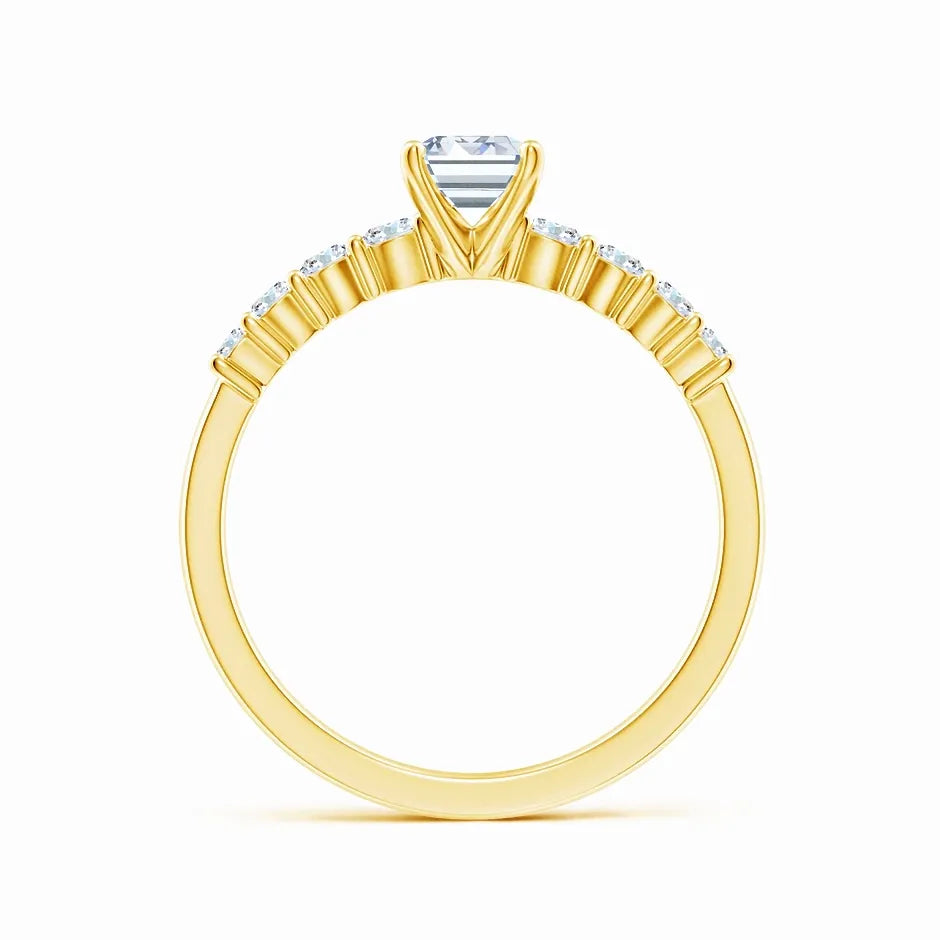 Lab-Grown Solitaire Emerald-Cut Diamond Graduated Engagement Ring